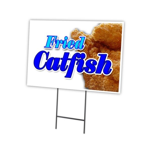 Signmission Fried Catfish Yard Sign & Stake outdoor plastic coroplast window, C-1216 Fried Catfish C-1216 Fried Catfish - main